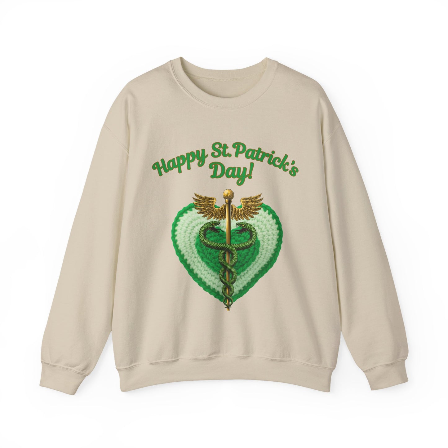 "Happy St. Patrick’s Day-Heart & Caduceus"  Unisex Sweatshirt — For Caring Health Professionals!