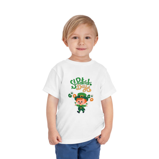 St. Patrick's Day Toddler Tee — Cute Leprechaun with Balloons