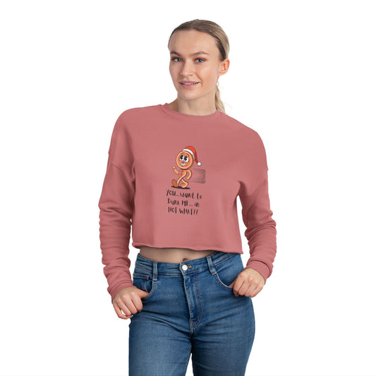 "Running Gingerbread Man" Women's Cropped Sweatshirt