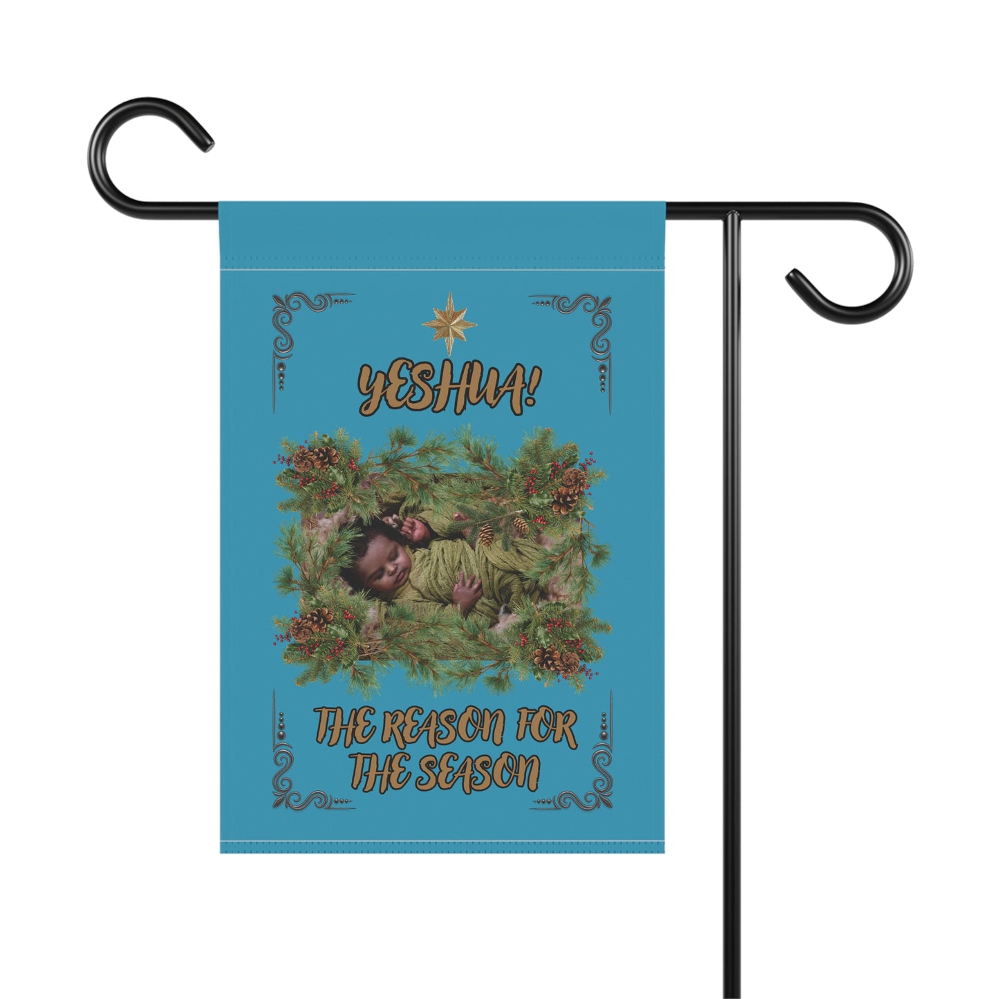 "Yeshua-The Reason For The Season" Garden & House Banner-Turquoise