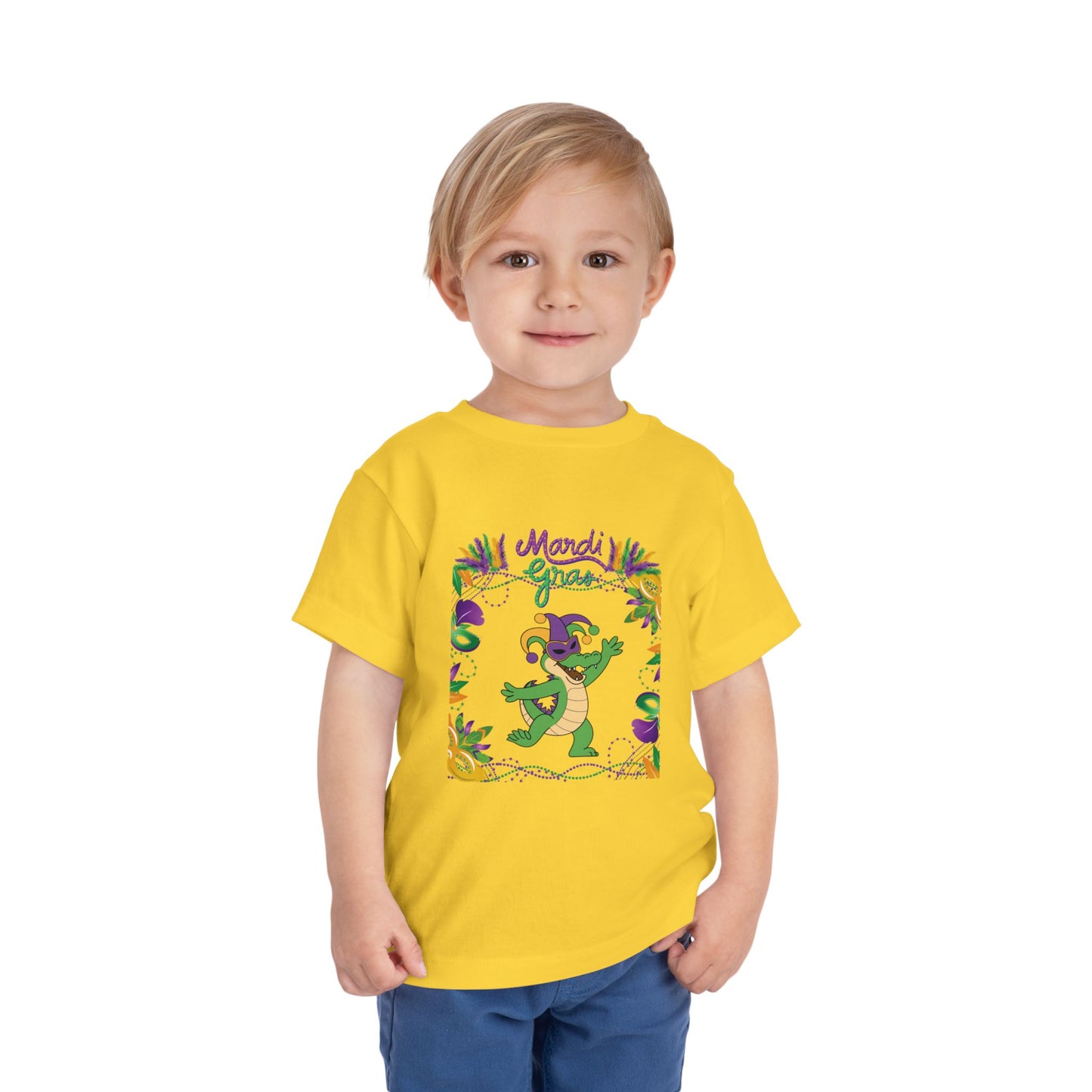 Toddler Tee — "Mardi Gras" Alligator Kids/Toddler Tee Short Sleeve Shirt