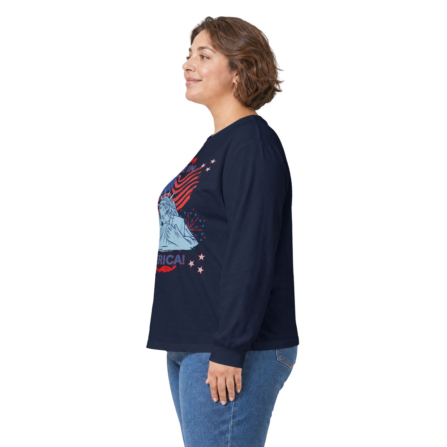 Made in America Statue Of Liberty" Unisex Long Sleeve Tee