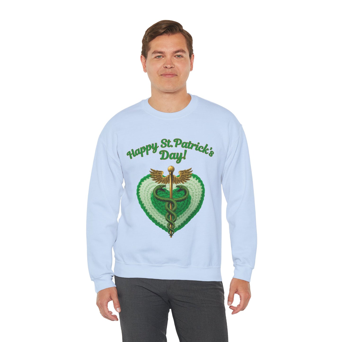 "Happy St. Patrick’s Day-Heart & Caduceus"  Unisex Sweatshirt — For Caring Health Professionals!