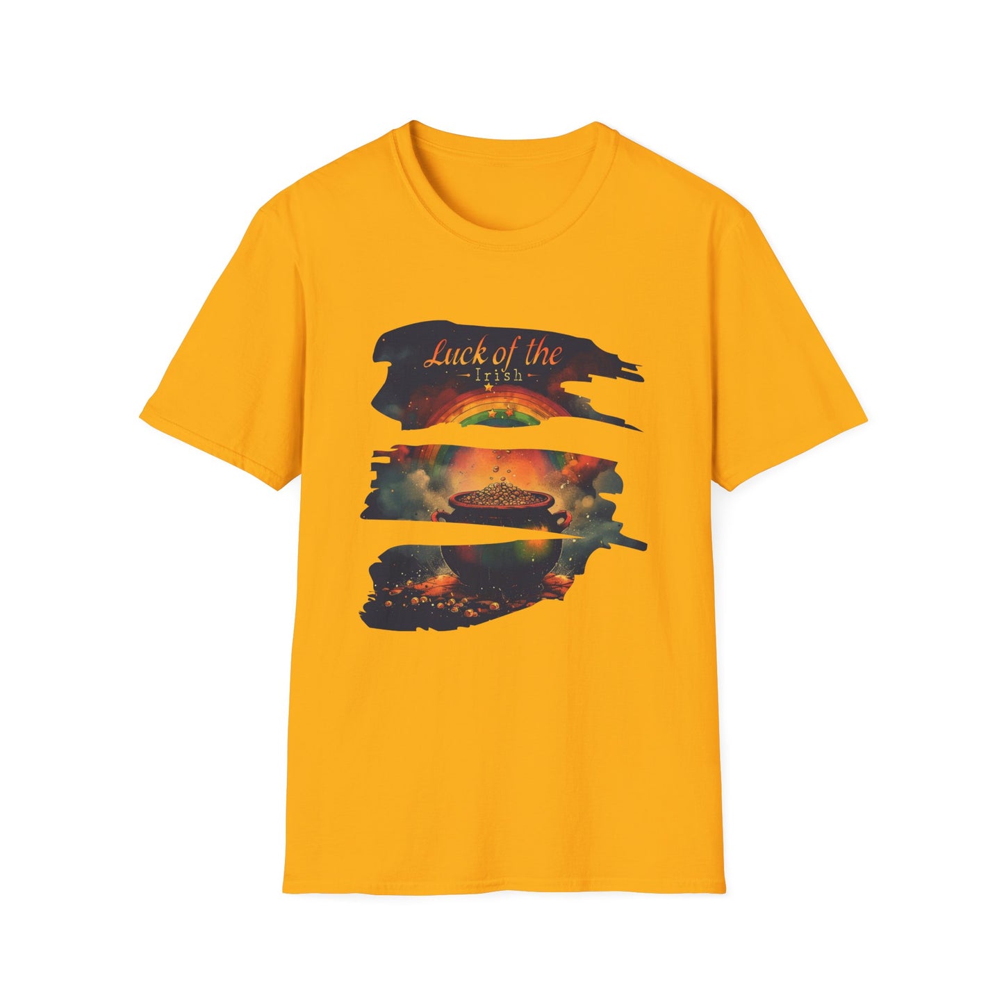 "Luck of the Irish"  Unisex Lightweight Cotton T-Shirt — Featuring An "Avant Garde" Rendition Of The Pot Of Gold At The End Of The Rainbow!