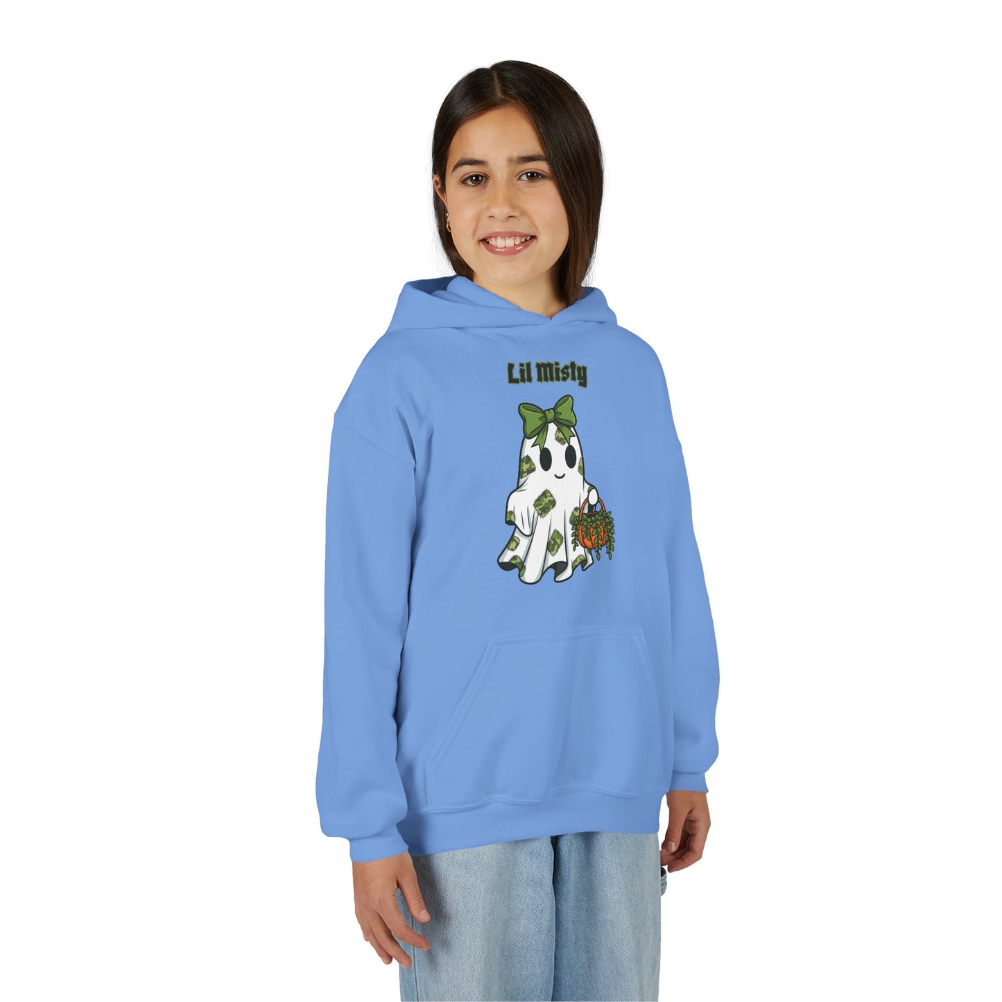 "Lil Misty" Ghost Design, Cute Youth Halloween Hoodie Sweatshirt