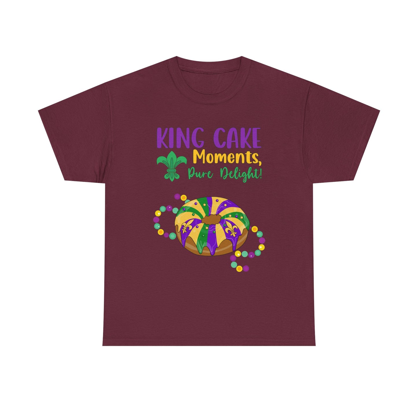 "Mardi Gras King Cake" Unisex Heavy Cotton  Adult Tee — "A King Cake Moment — Pure Delight"