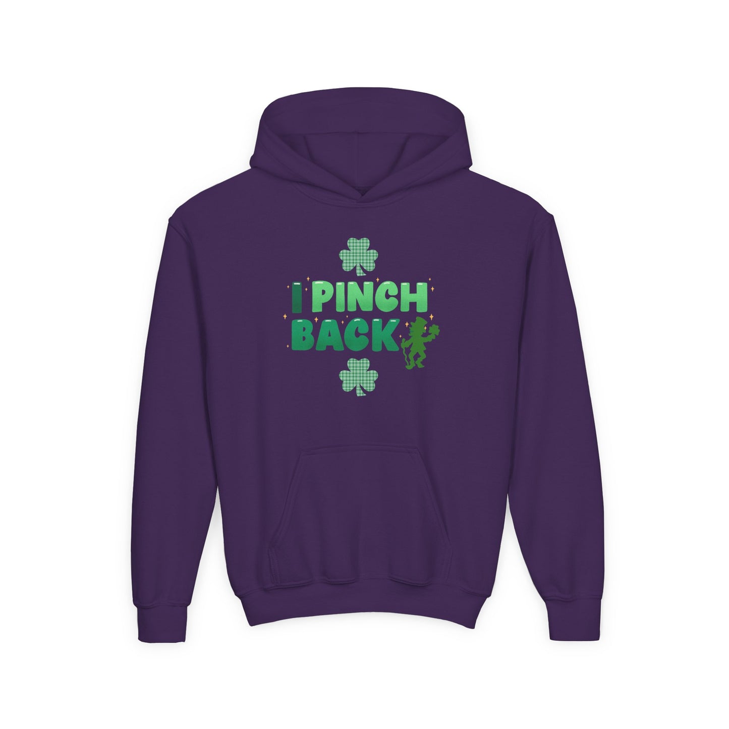 Youth St. Patrick's Day Hoodie — "I Pinch Back" Shamrock (Approach With Caution-LOL)