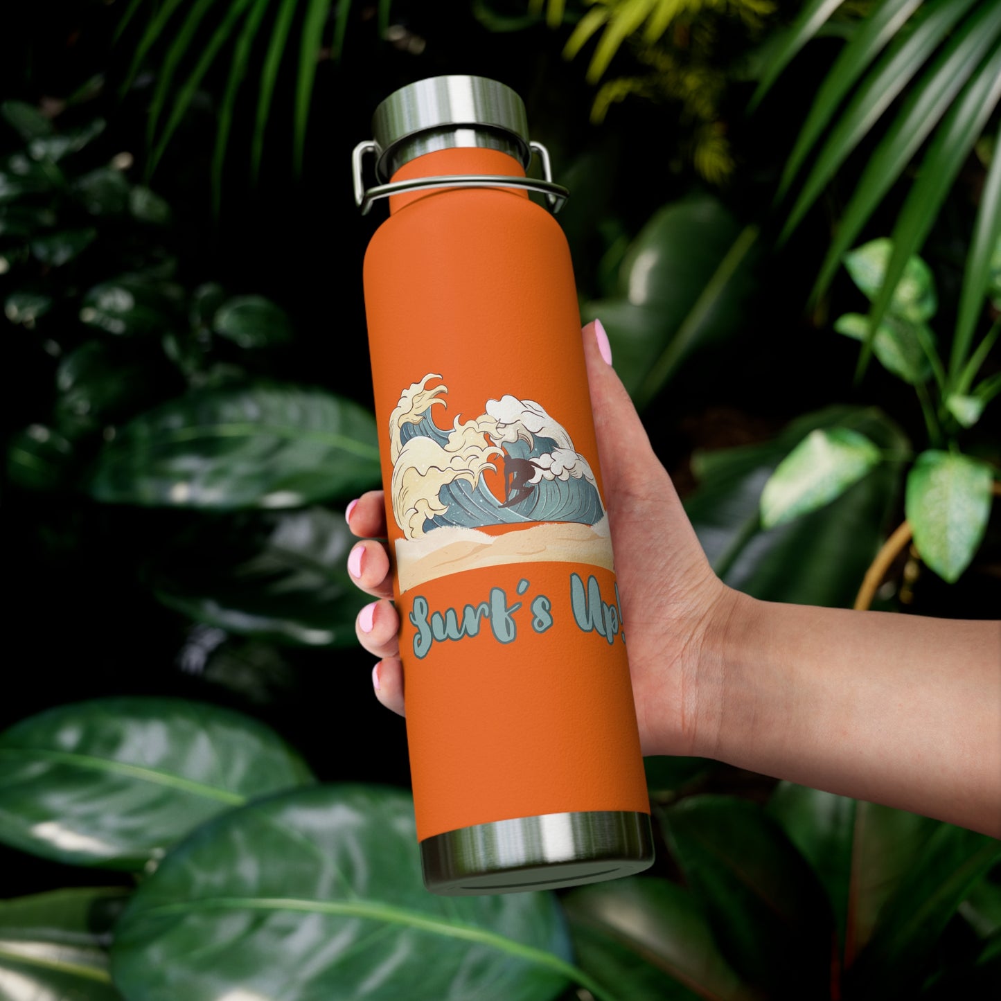 "Surfs Up!" Surfer Silhouette 22oz Vacuum Bottle