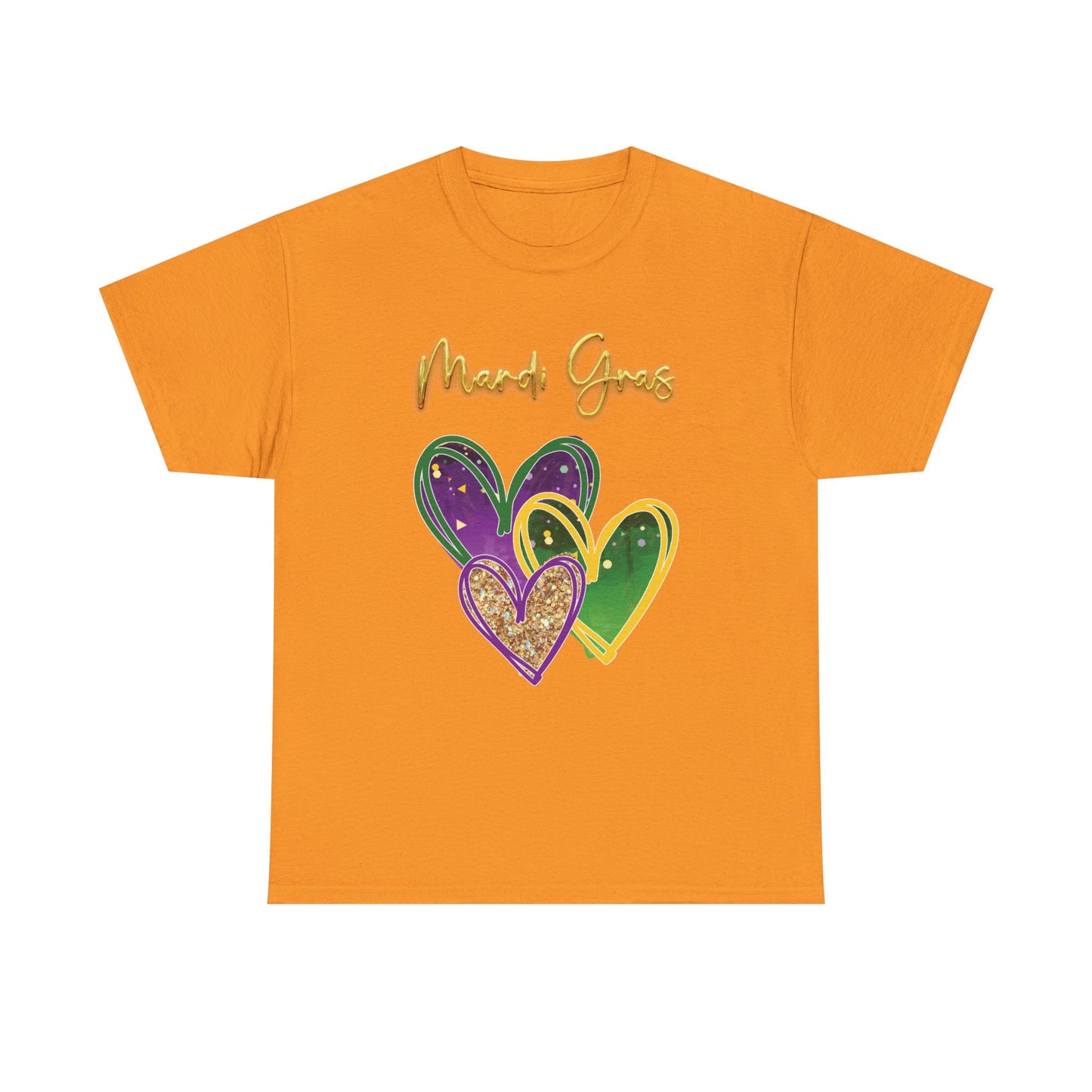 "Mardi Gras Hearts" Unisex T-Shirt.  A "Heart Felt"  Celebration Of Carnival In Purple, Green & Gold!