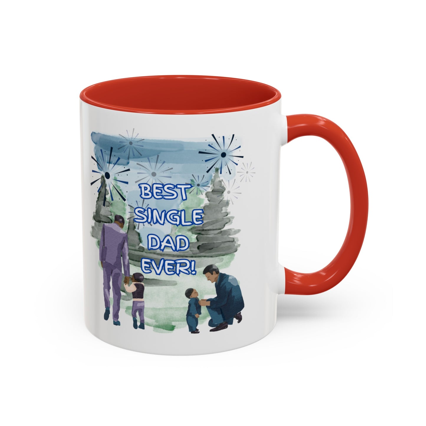 "Best Single Dad Ever"  Retro Style Nature Setting, Accent Coffee Mug (11 oz, 15 oz)