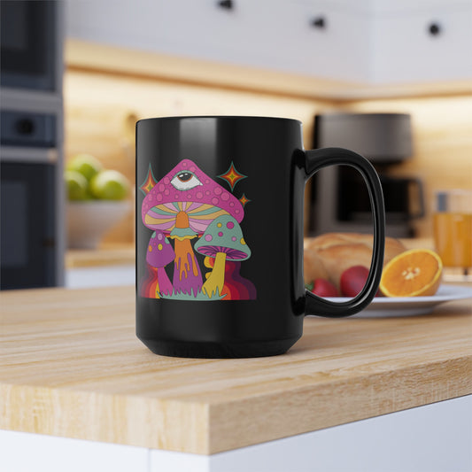 "Groovy Mushrooms" Black Mug (11 oz, 15 oz)