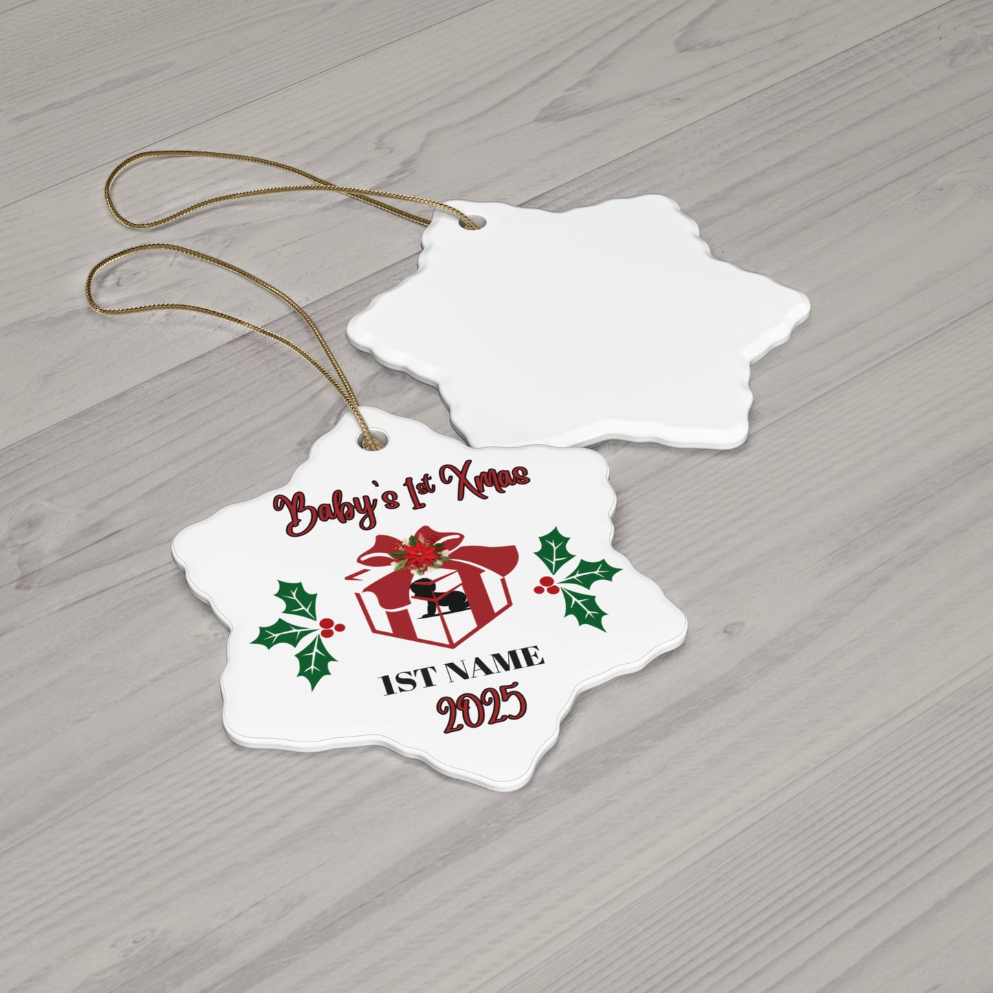 Personalized Ceramic Ornament — Baby’s 1st Christmas Star Ornament-2025 (First Name )