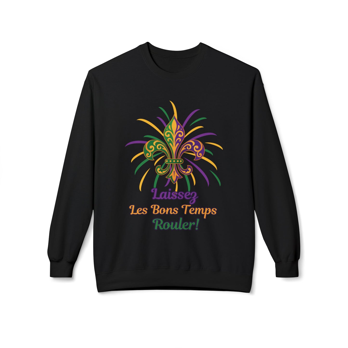 Mardi Gras Fleur-de-Lis Crewneck Sweatshirt — "Laissez Les Bons Temps Rouler!"