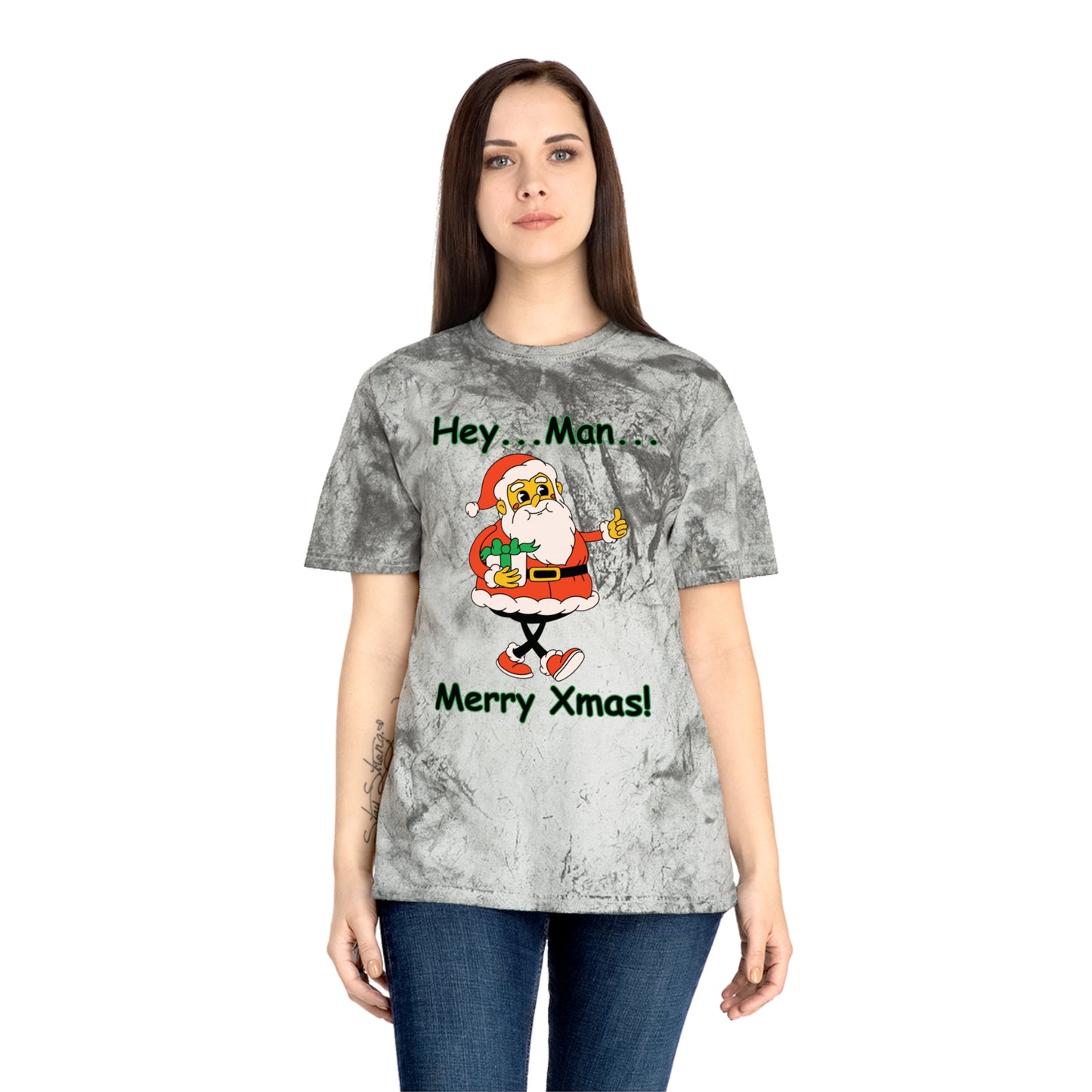 Hey...Man... Merry Xmas! Tie-Dye  Style Unisex Christmas Santa Tee - A Great Gift For Those Who Love A Reto Vibe!