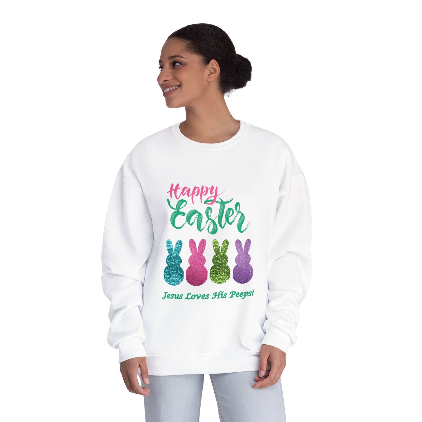 "Happy Easter-Jesus Loves His Peeps!", Unisex NuBlend® Crewneck Sweatshirt