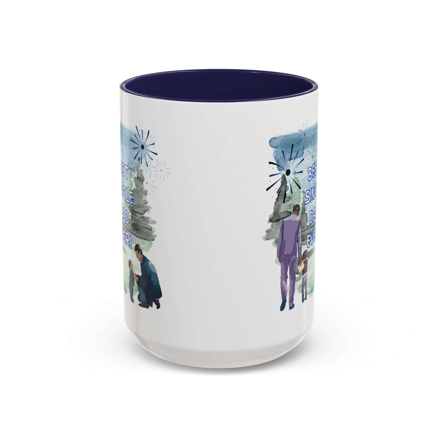 "Best Single Dad Ever"  Retro Style Nature Setting, Accent Coffee Mug (11 oz, 15 oz)