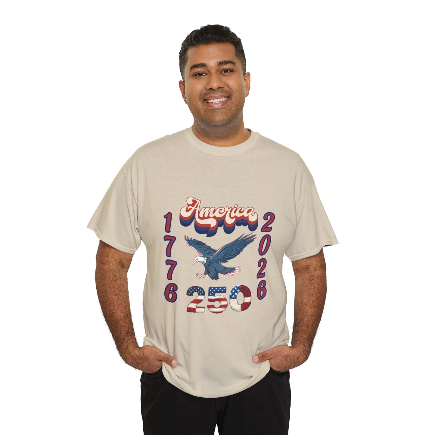 "America 1776-2026" Patriotic Eagle, Unisex Heavy Cotton T-Shirt — Our 250 YR. Celebration Tee!