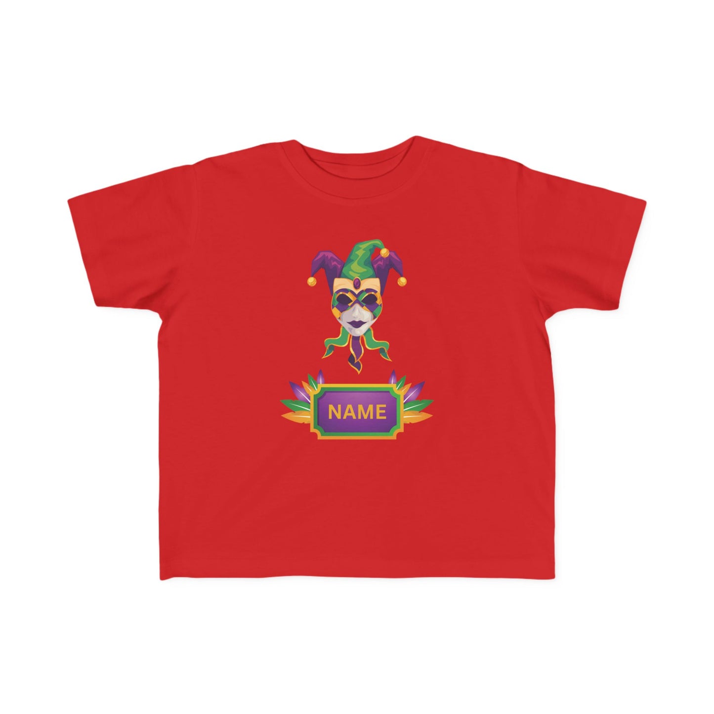 Personalized "Jester Mask" Mardi Gras Toddler Tee — Your Little "Jester"  Will Love Wearing This Fun Tee!