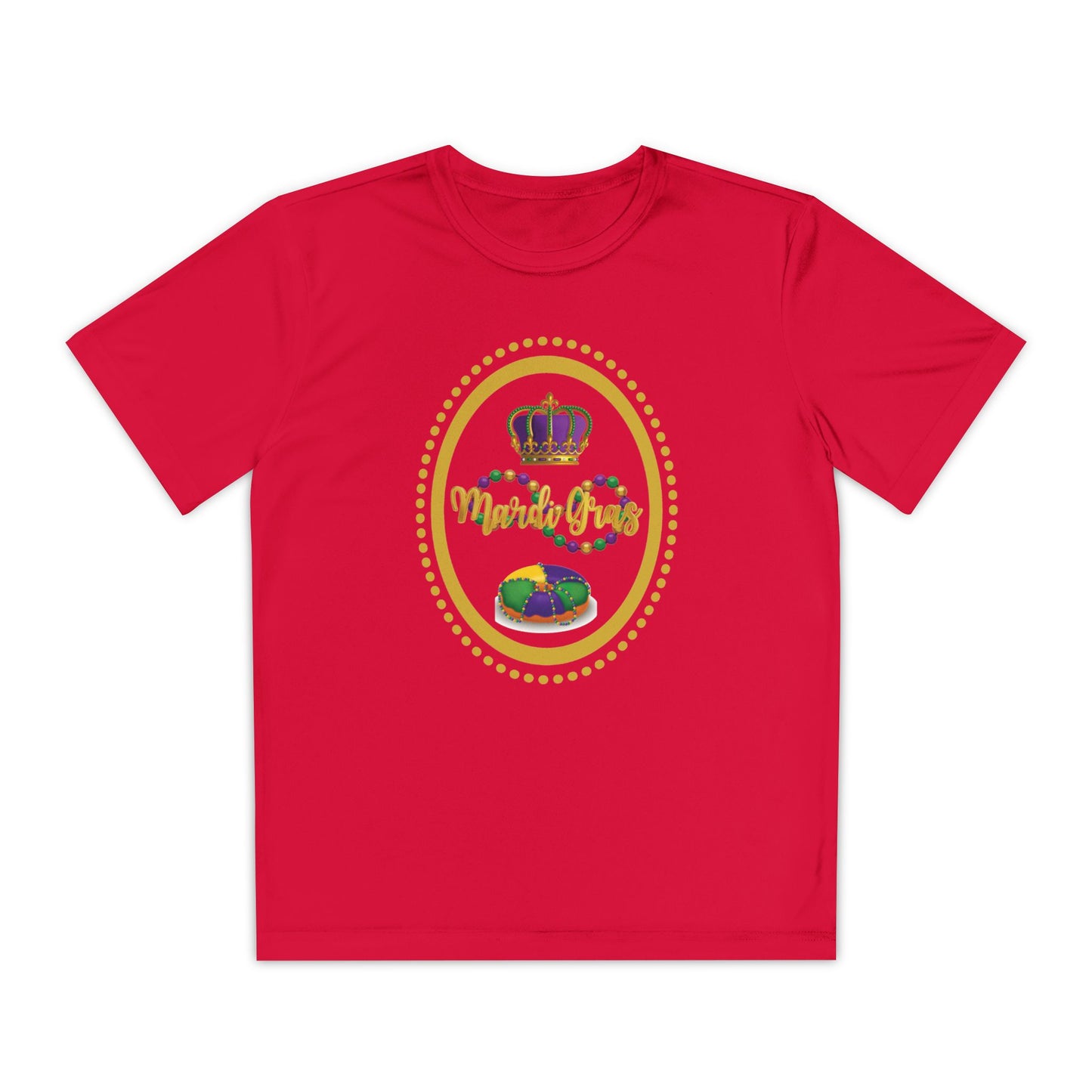 "Mardi Gras King Cake" Youth Tee — Vibrant Parade & Party Shirt!
