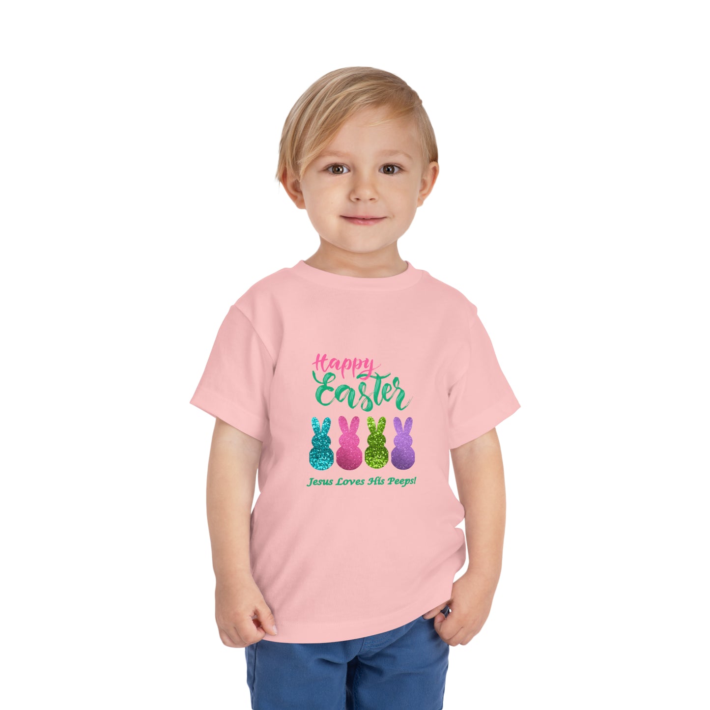 'Happy Easter-Jesus Loves His Peeps!" Toddler Short Sleeve Tee