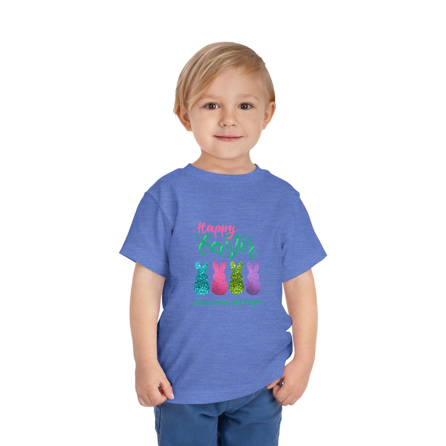 'Happy Easter-Jesus Loves His Peeps!" Toddler Short Sleeve Tee