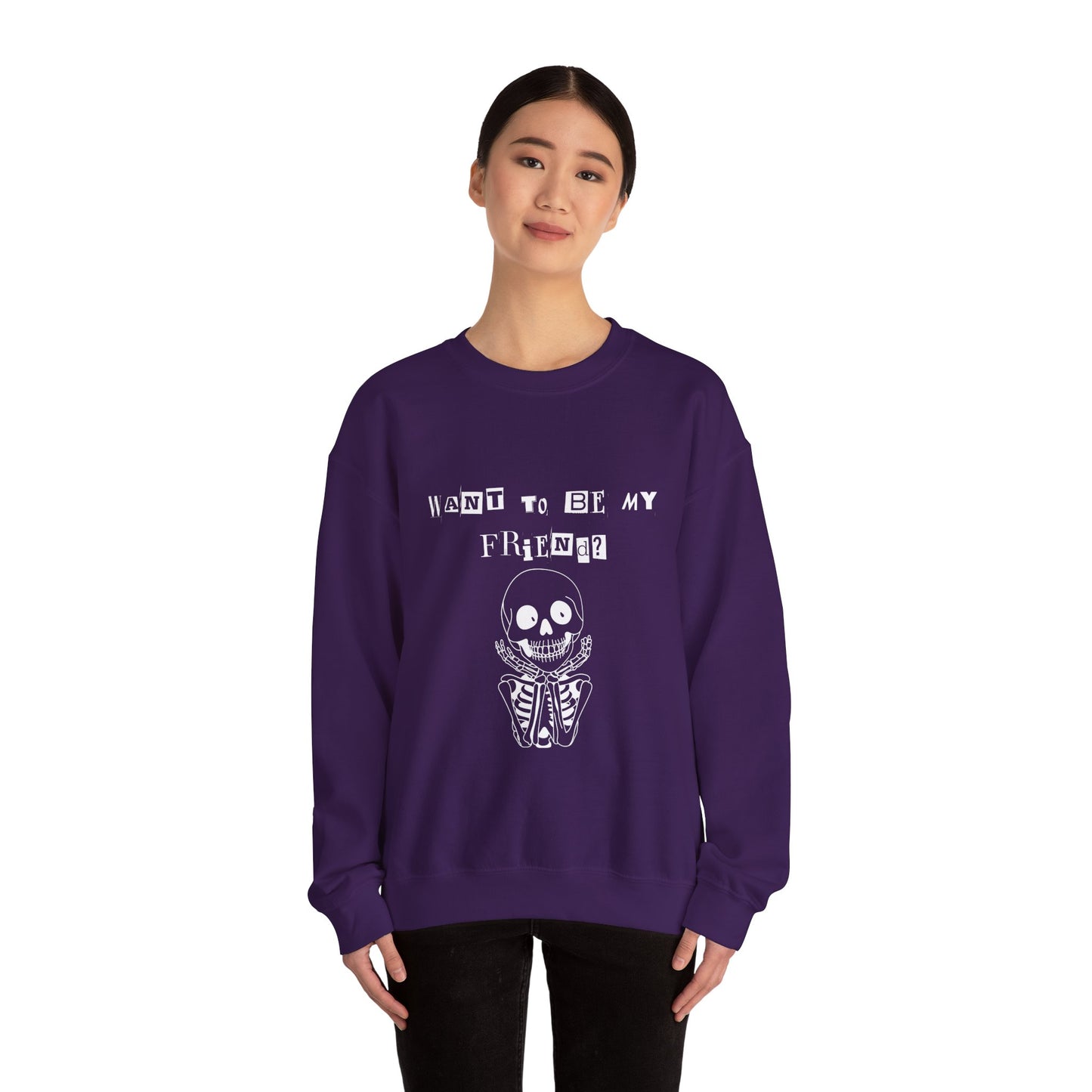 "Do You Want To Be My Friend?" Cozy and Quirky  Unisex Crewneck Sweatshirt for Halloween!