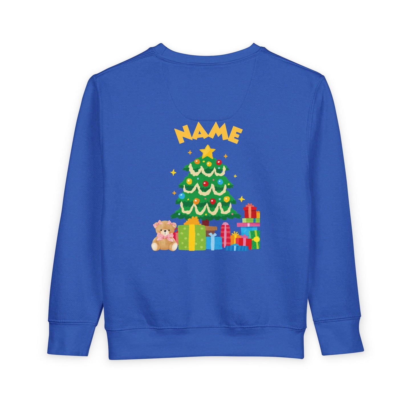 Toddler Sweatshirt — Merry Christmas Santa & Tree Personalized Kids Crewneck