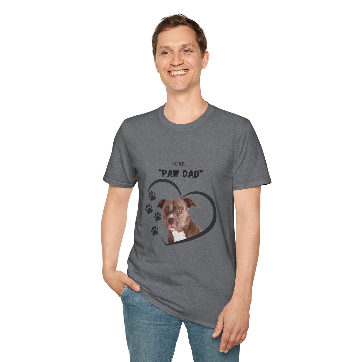 "PAW DAD" Pit Bull Personalized Heavy Cotton T-shirt