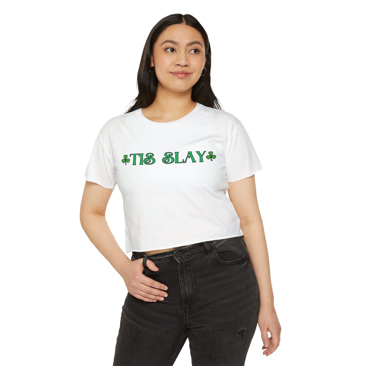 Women's Crop Top — "Tis Slay" St. Patrick's Day Festival Tee