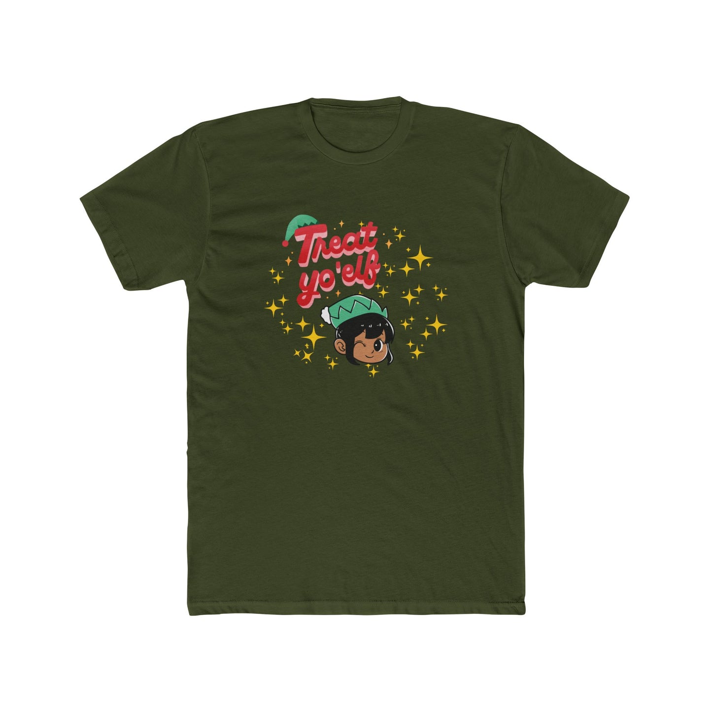 Treat Yo’Elf Ladies Christmas T‑Shirt — Cute& Sassy Elf Graphic Holiday Tee