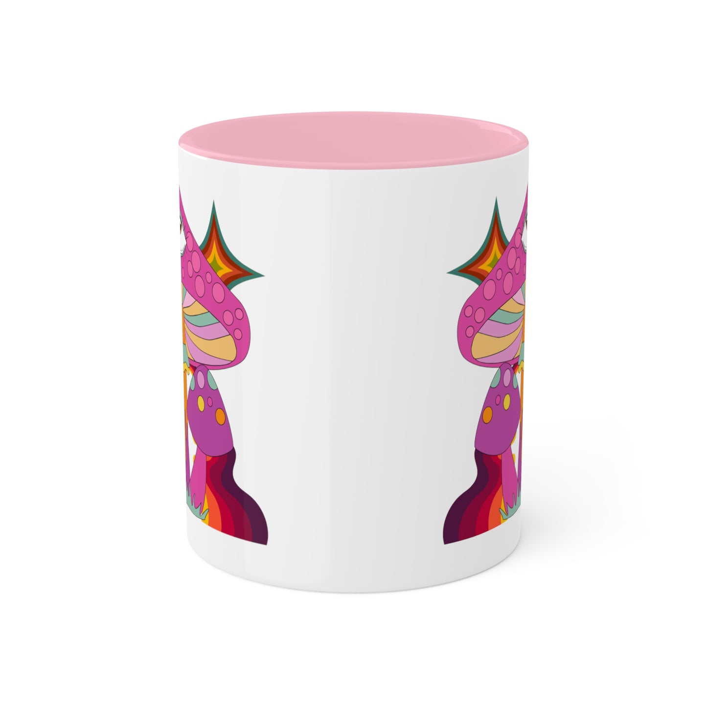 "Groovy Mushrooms" 11 oz White Mug with Colorful Accents