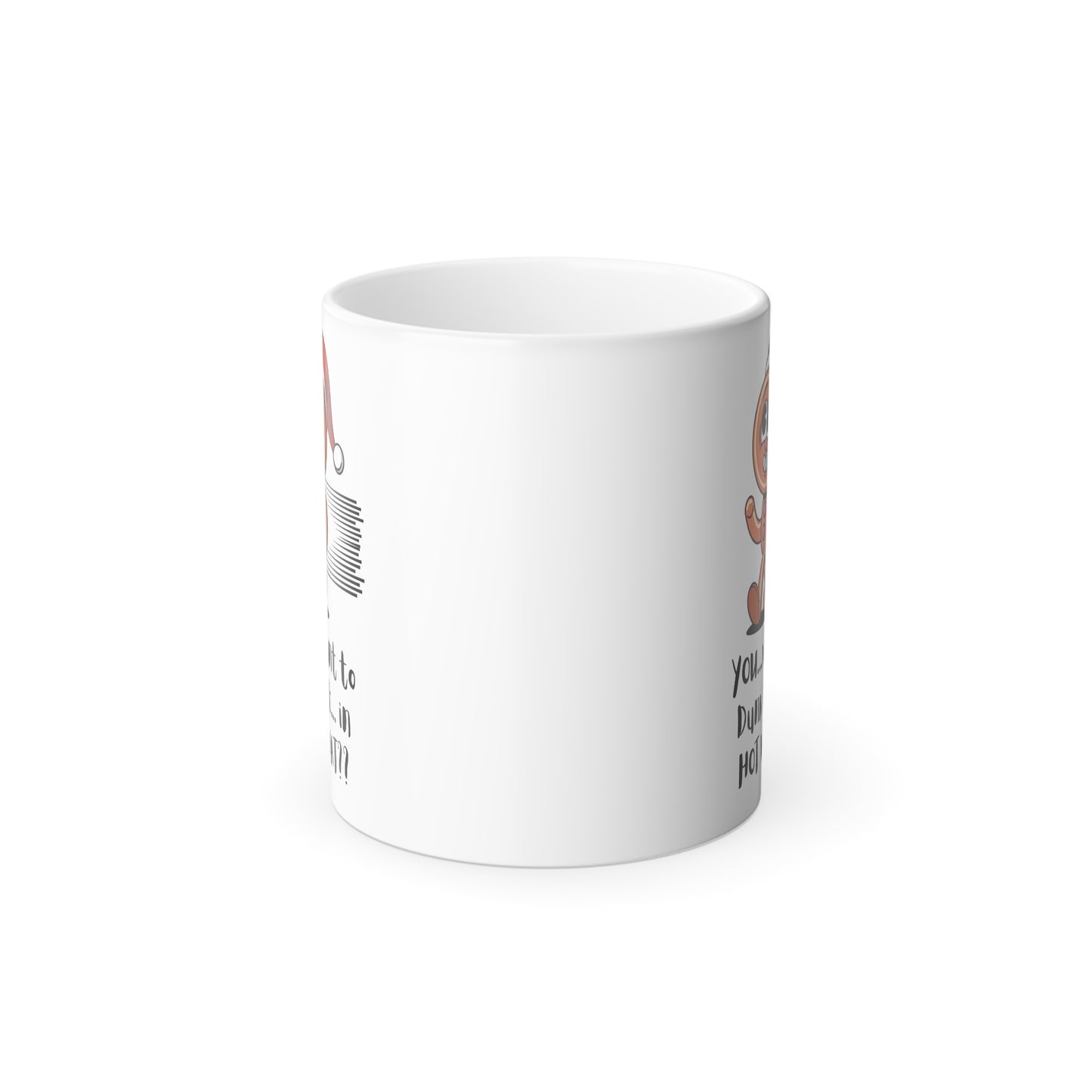 "Running Gingerbread Man" Color Morphing 11 oz, Ceramic Coffee Mug. Enjoy This Fun Holiday Design!