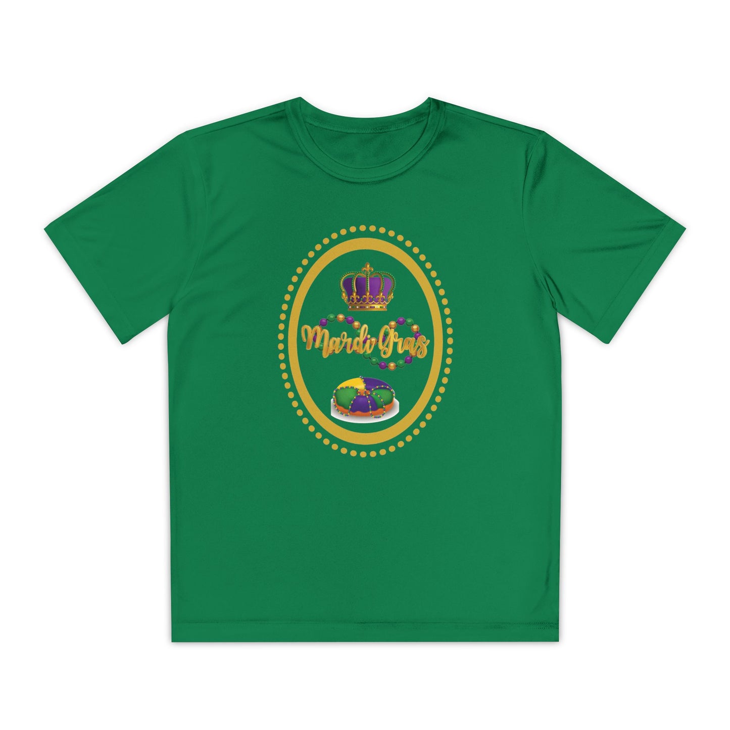 "Mardi Gras King Cake" Youth Tee — Vibrant Parade & Party Shirt!