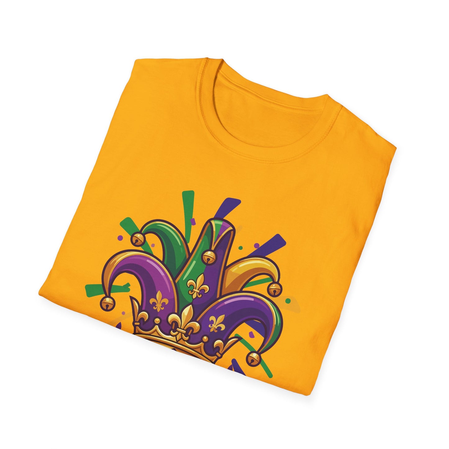 "Mardi Gras Jester Crown" T-Shirt — Colorful, Festive Tee To Wear Alone Or Layered Under A Jacket While Enjoying The Festivities!
