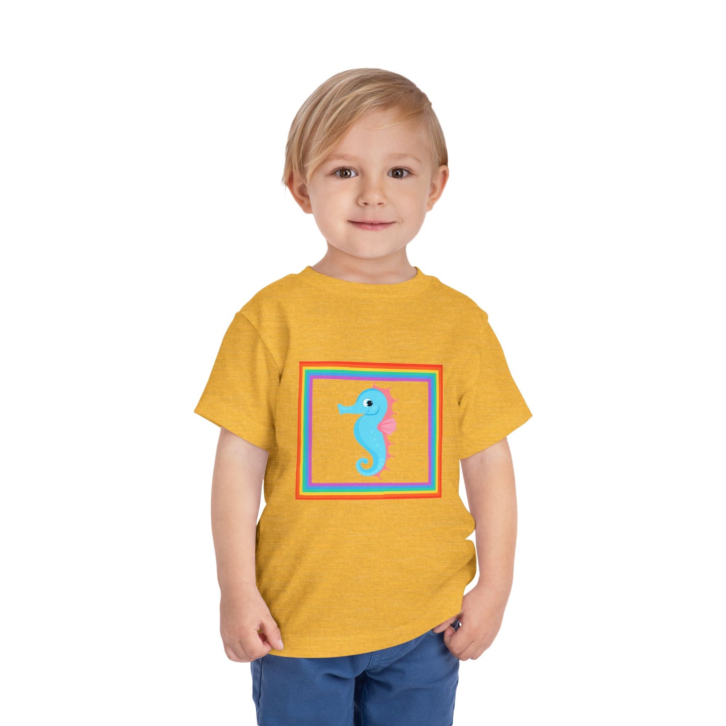 "Seahorse Toddler Tee" — Colorful Rainbow Frame Toddler T- Shirt