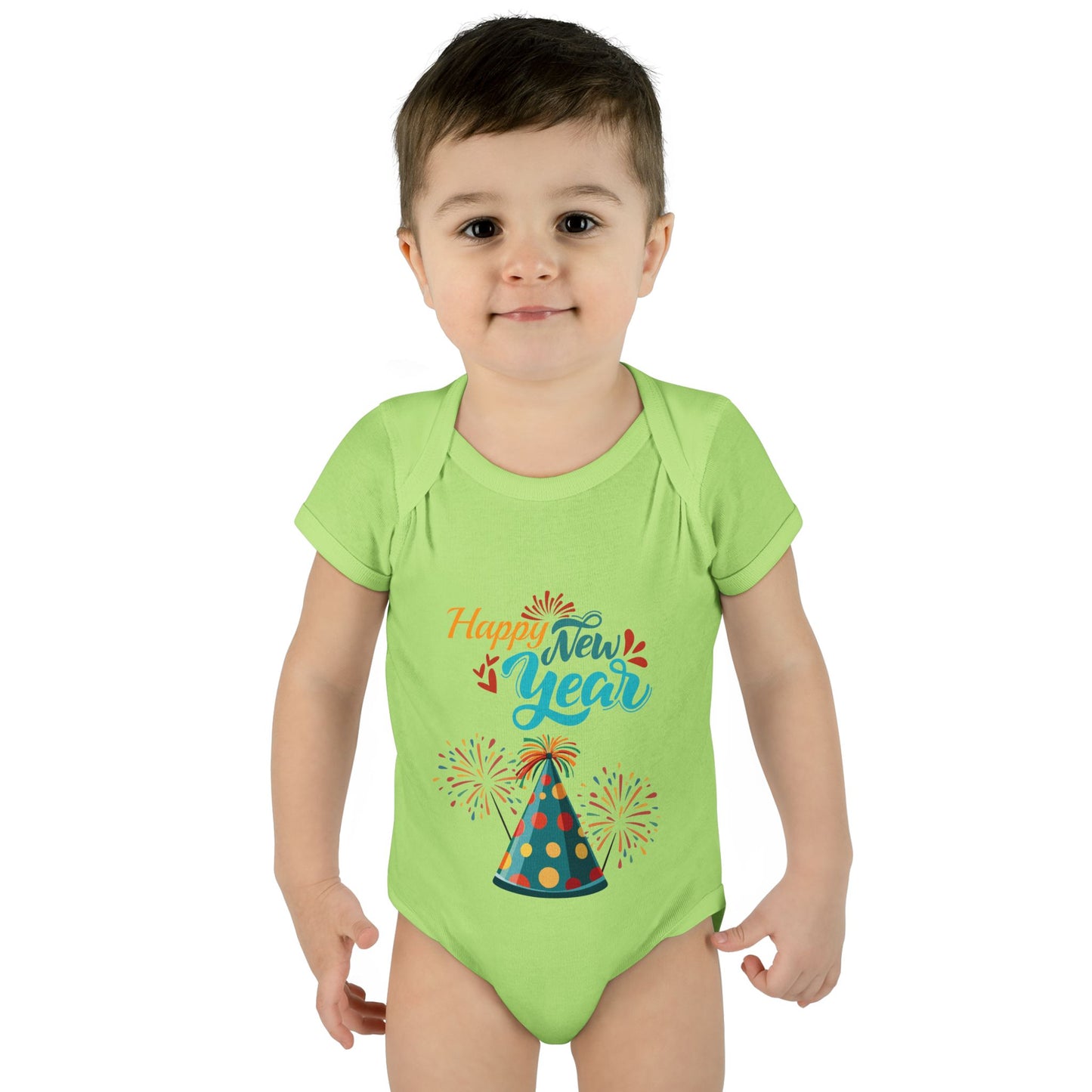 "Happy New Year- Party Hat"  Baby"Happy New Year-Party Hat" Bodysuit/Onesie.  A Colorful And Fun Way For Baby To Share In The Festivities!