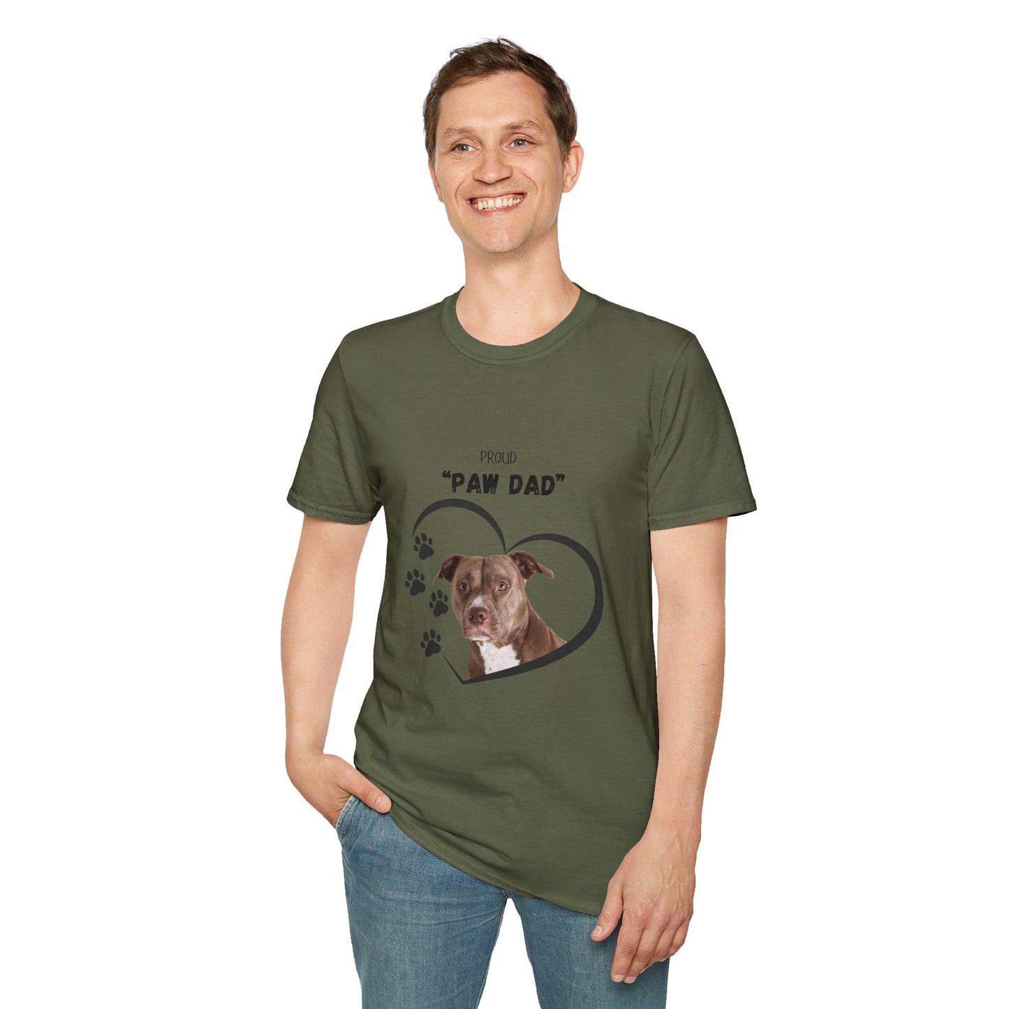 "PAW DAD" Pit Bull Personalized Heavy Cotton T-shirt