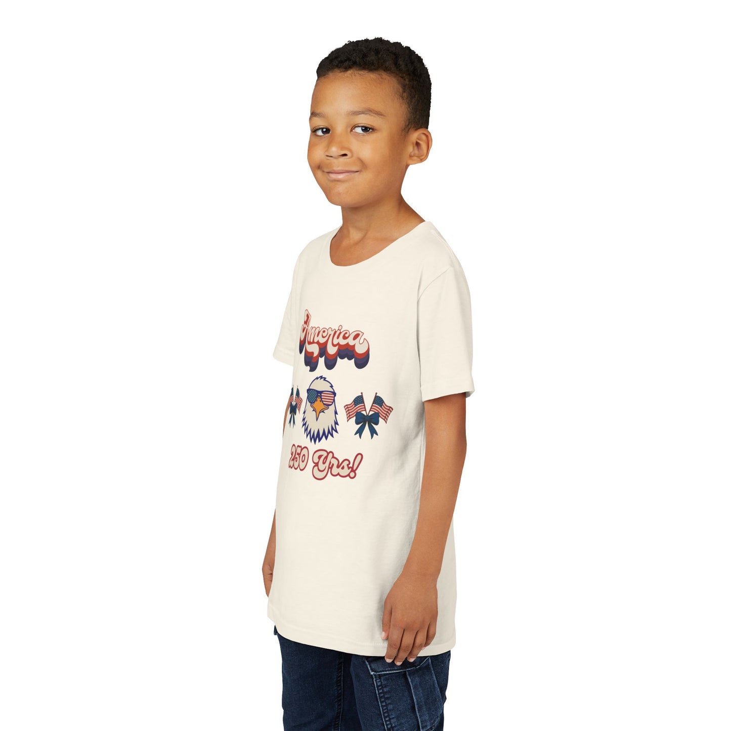 Youth Tee — Retro "America 250 yrs!" Eagle Independence Day T-Shirt