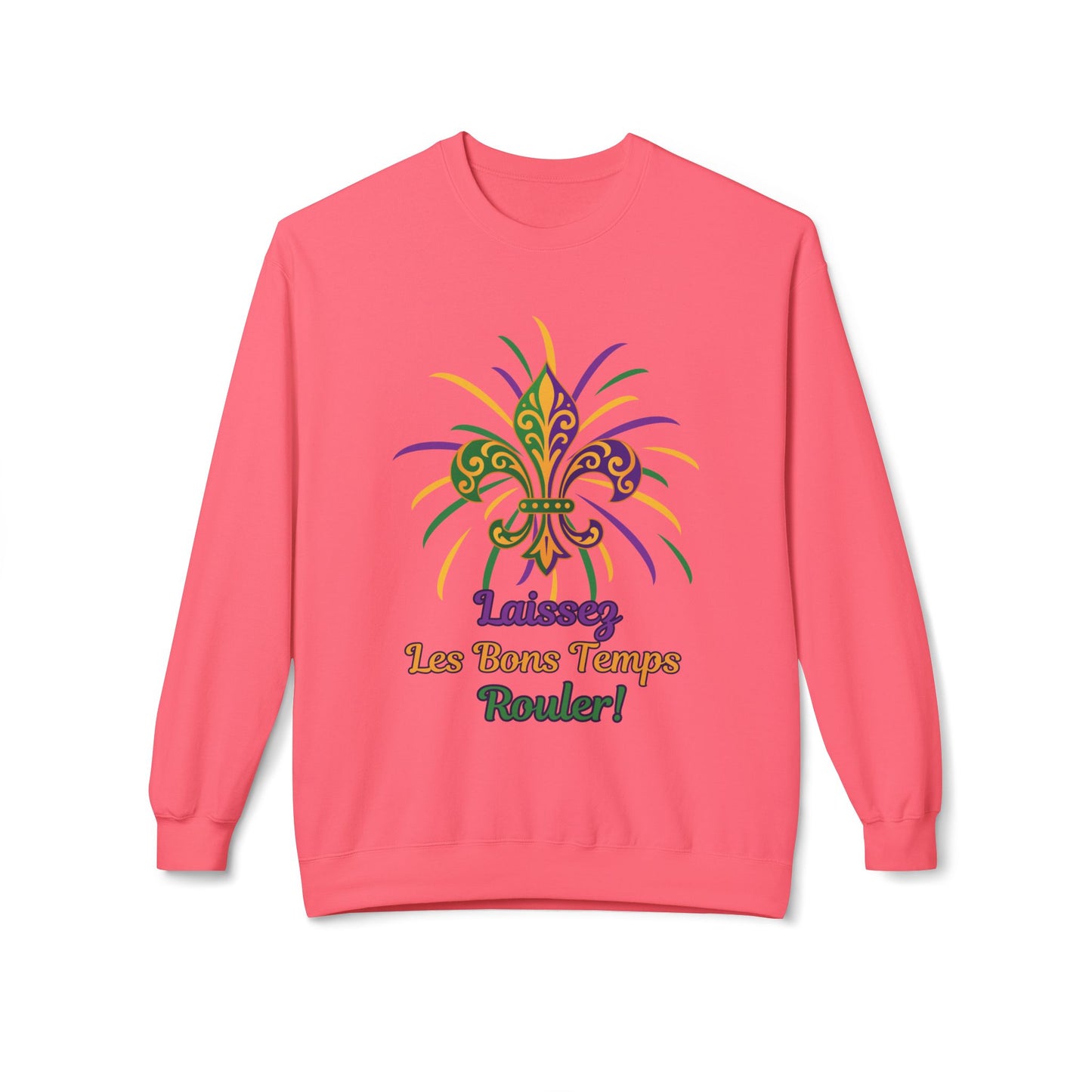 Mardi Gras Fleur-de-Lis Crewneck Sweatshirt — "Laissez Les Bons Temps Rouler!"