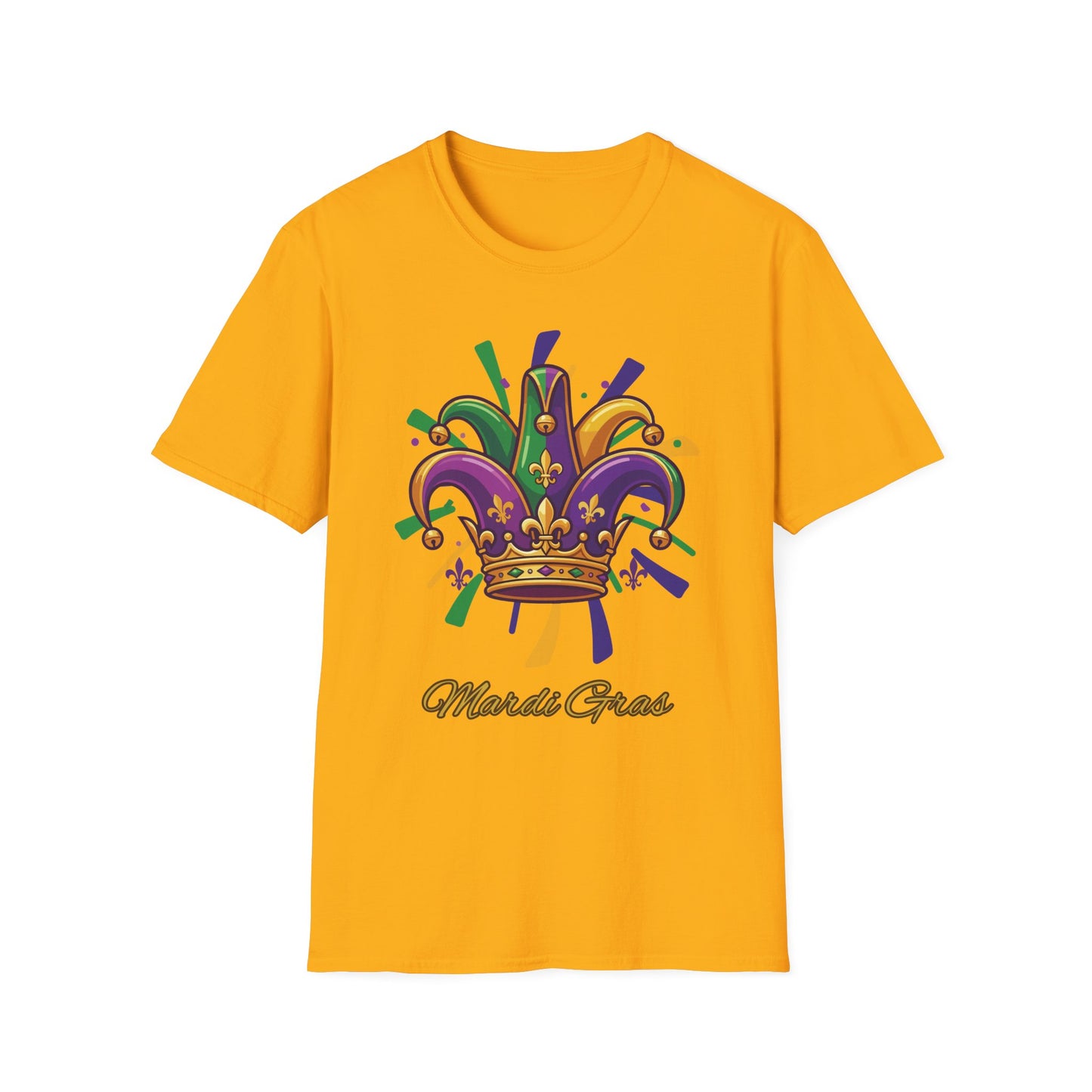 "Mardi Gras Jester Crown" T-Shirt — Colorful, Festive Tee To Wear Alone Or Layered Under A Jacket While Enjoying The Festivities!