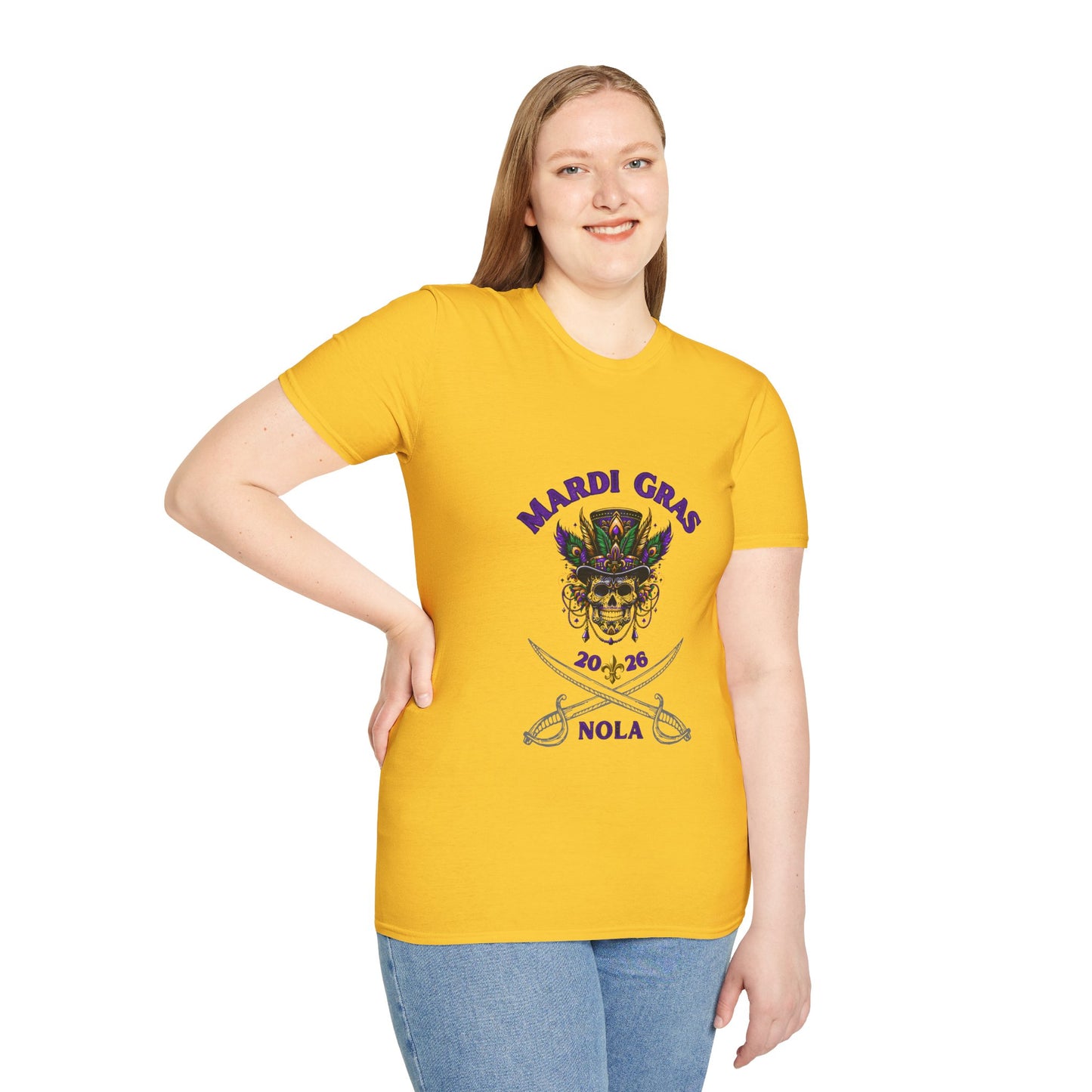 "Mardi Gras 2026 NOLA" Voodoo Pirate" Tee — This NOLA Carnival, Unisex Light Weight  Tee Is Great For The Warm Carnival Days & Nights!