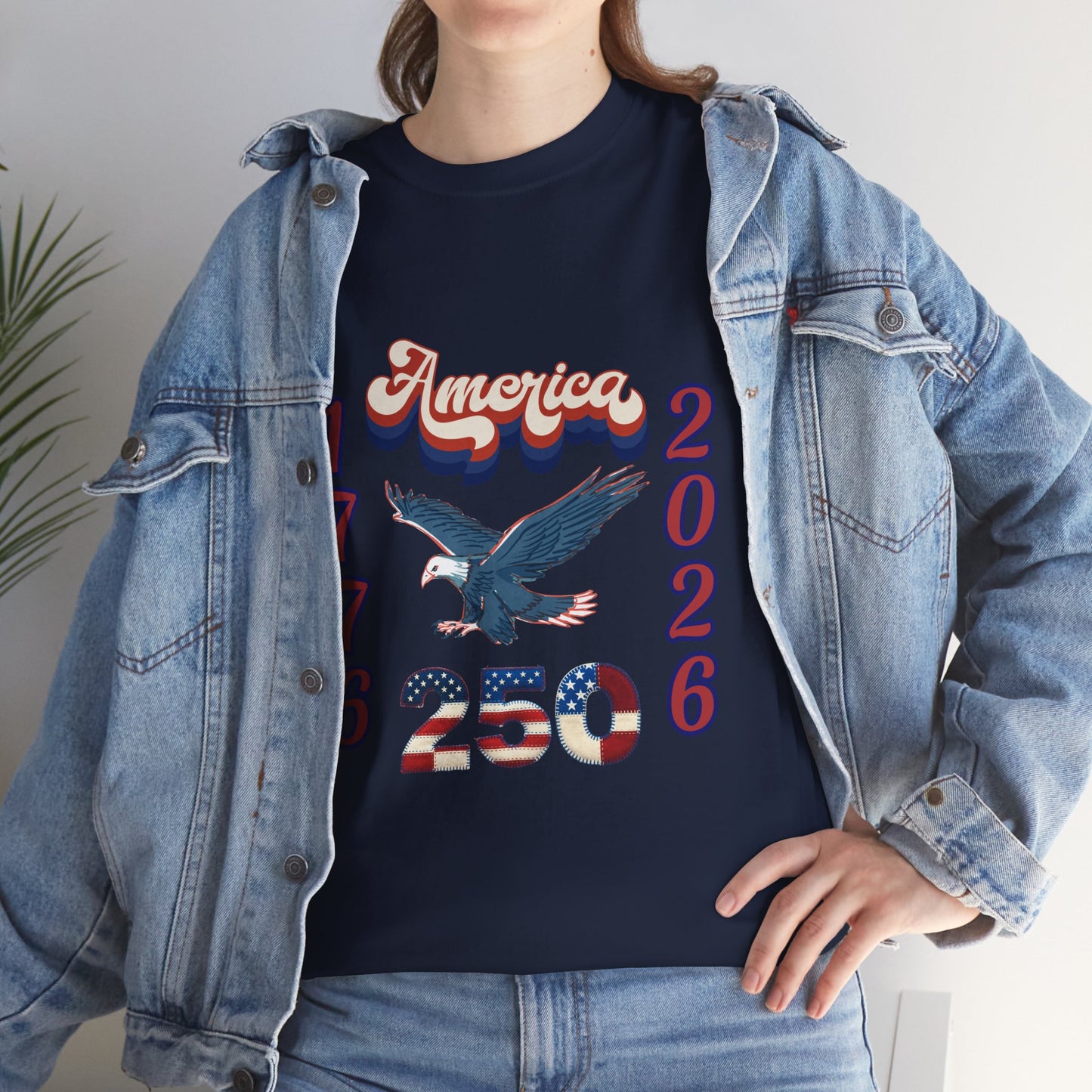 "America 1776-2026" Patriotic Eagle, Unisex Heavy Cotton T-Shirt — Our 250 YR. Celebration Tee!