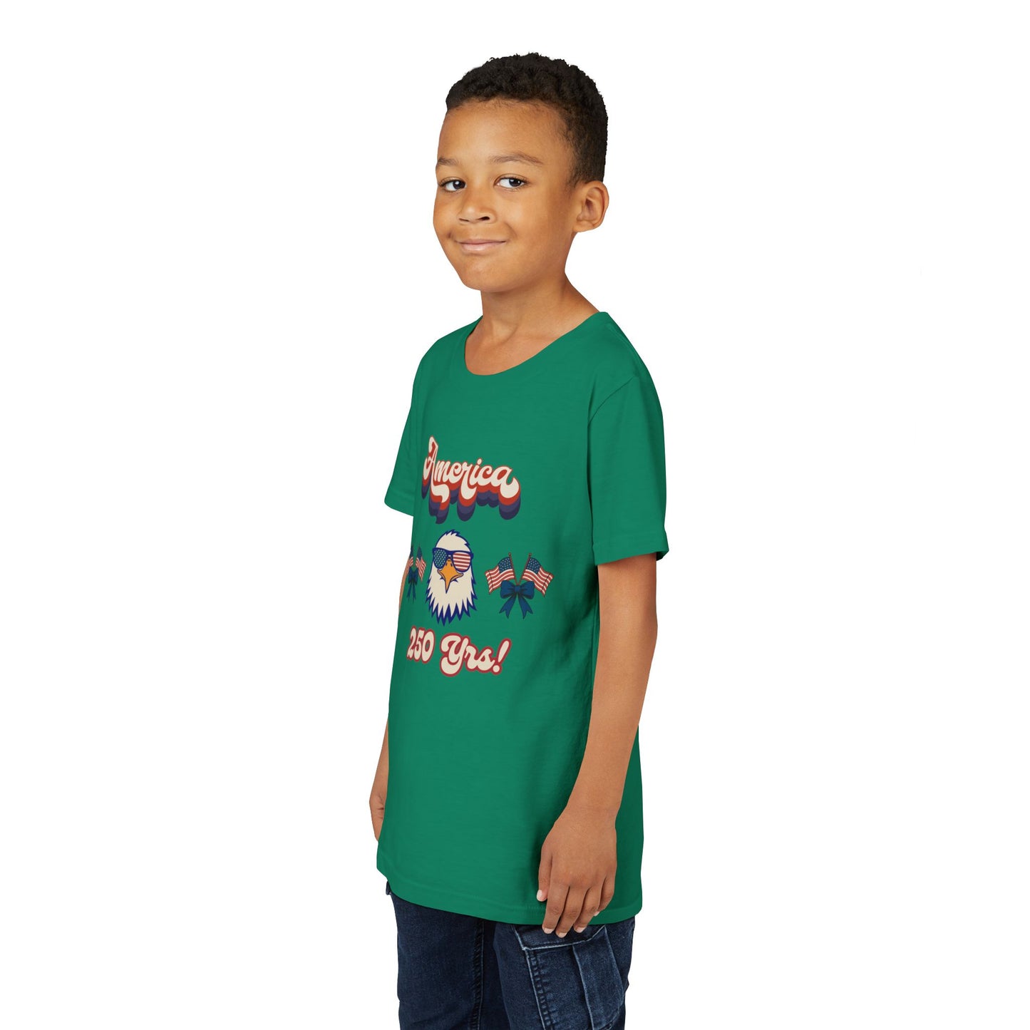 Youth Tee — Retro "America 250 yrs!" Eagle Independence Day T-Shirt