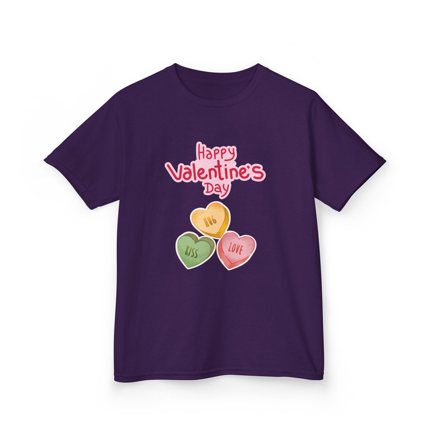 Valentine's Day Kids Tee — Candy Heart "Happy Valentine's Day" Design