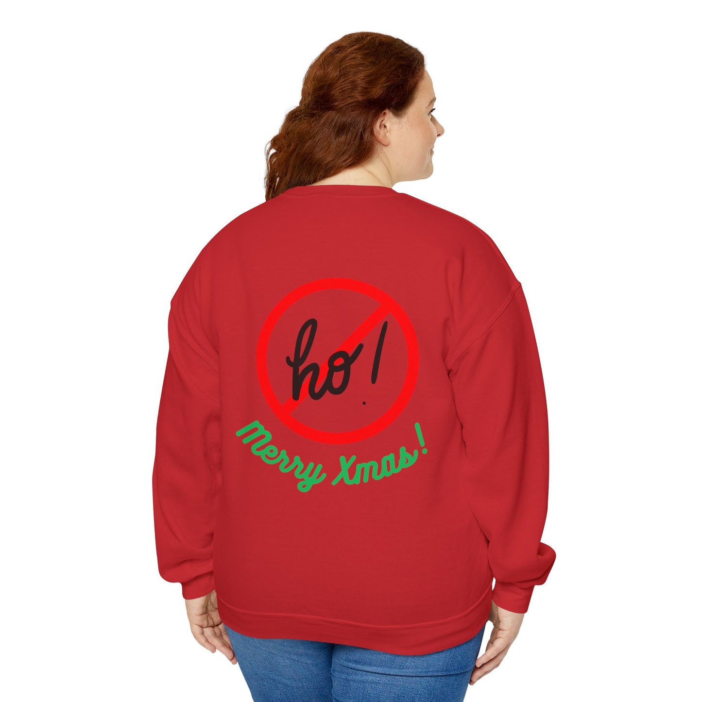 "Smiling Santa (Tan) Ho Ho Ho!"  Unisex, Heavy Blend Sweatshirt, Black Text