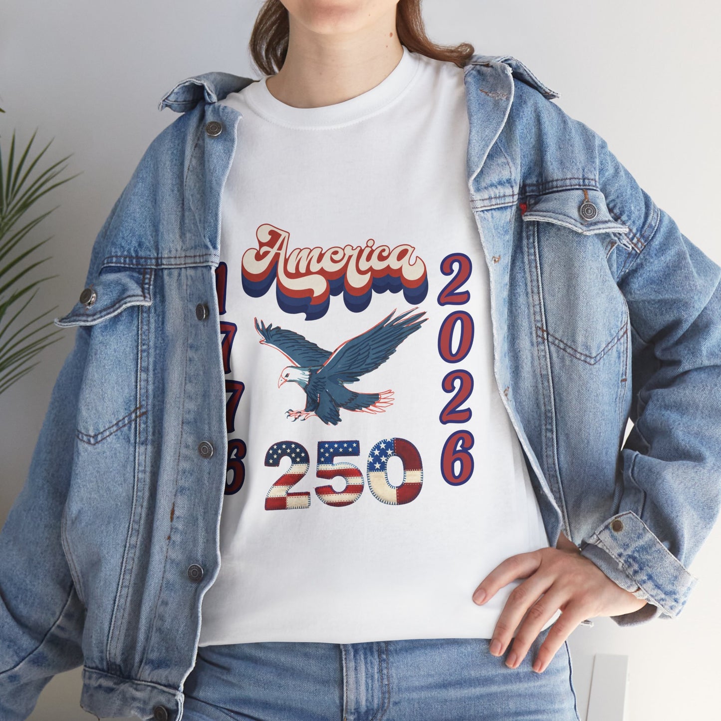 "America 1776-2026" Patriotic Eagle, Unisex Heavy Cotton T-Shirt — Our 250 YR. Celebration Tee!