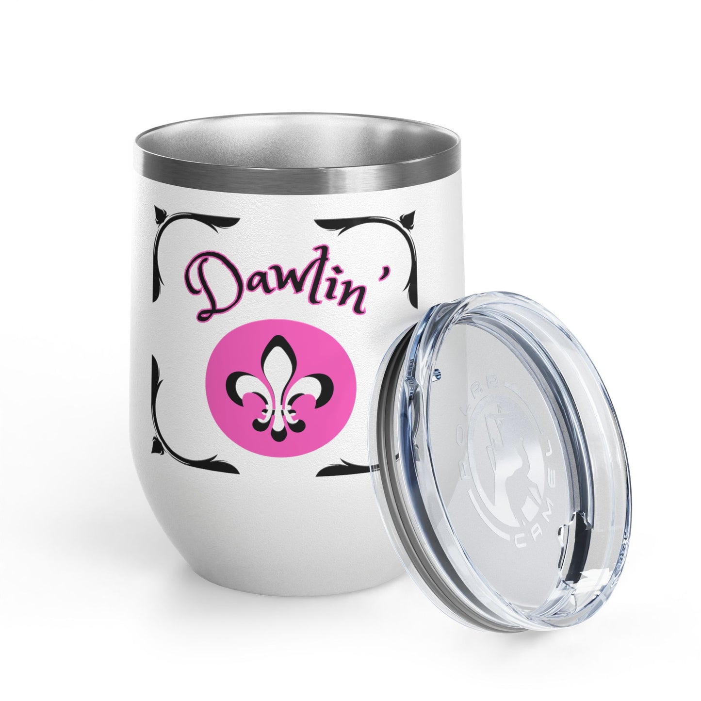 "Dawlin-Fleur De Lis" 12oz Wine Tumbler — Southern Charm Insulated Cup.  Sip Your Cold Beverages In Style Dawlin!