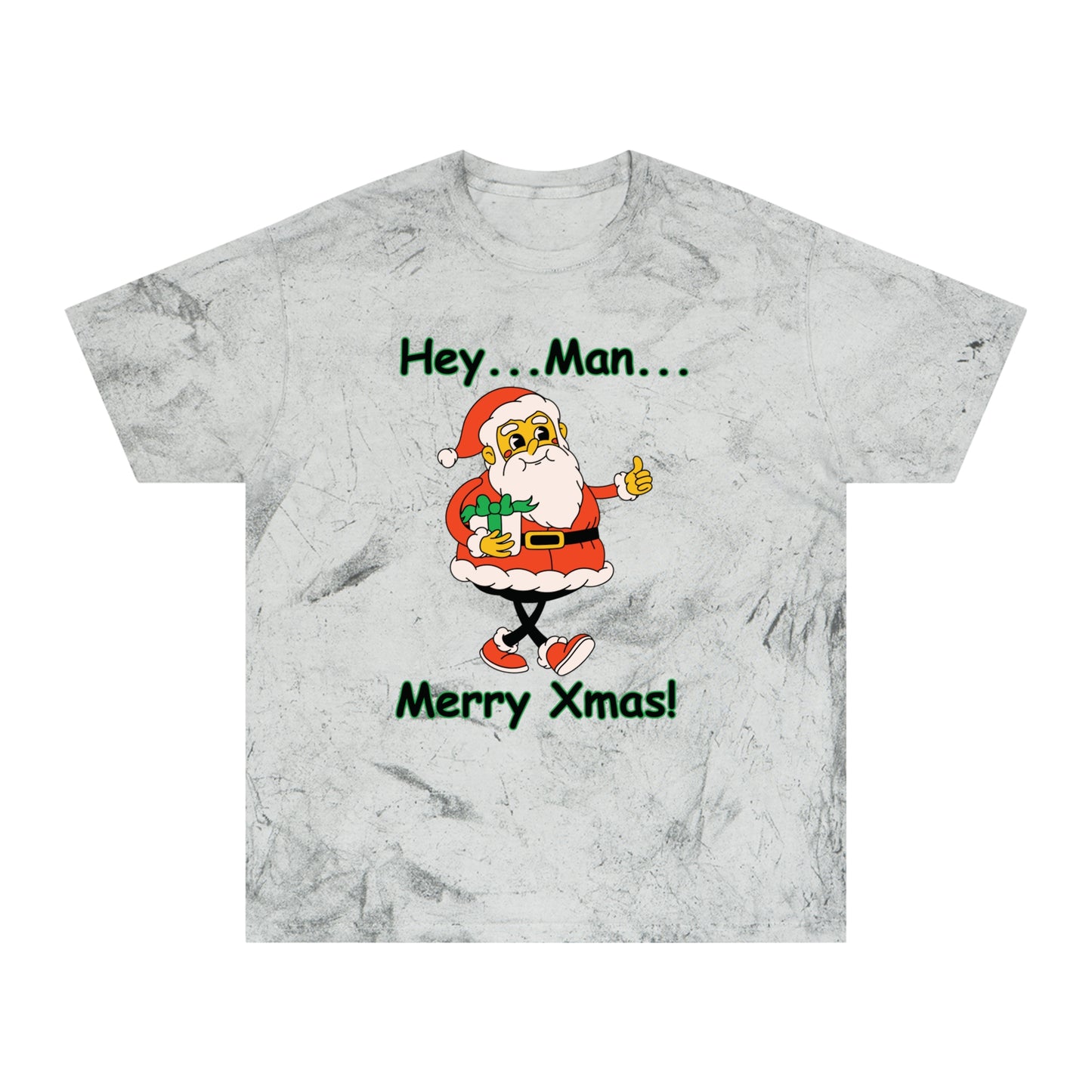 Hey...Man... Merry Xmas! Tie-Dye  Style Unisex Christmas Santa Tee - A Great Gift For Those Who Love A Reto Vibe!