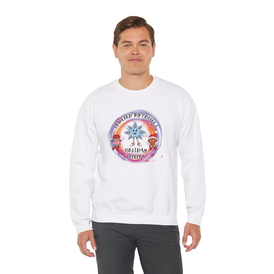 "Powered By Coffee & Holiday Spirit!" Unisex Heavy Blend™ Crewneck Sweatshirt