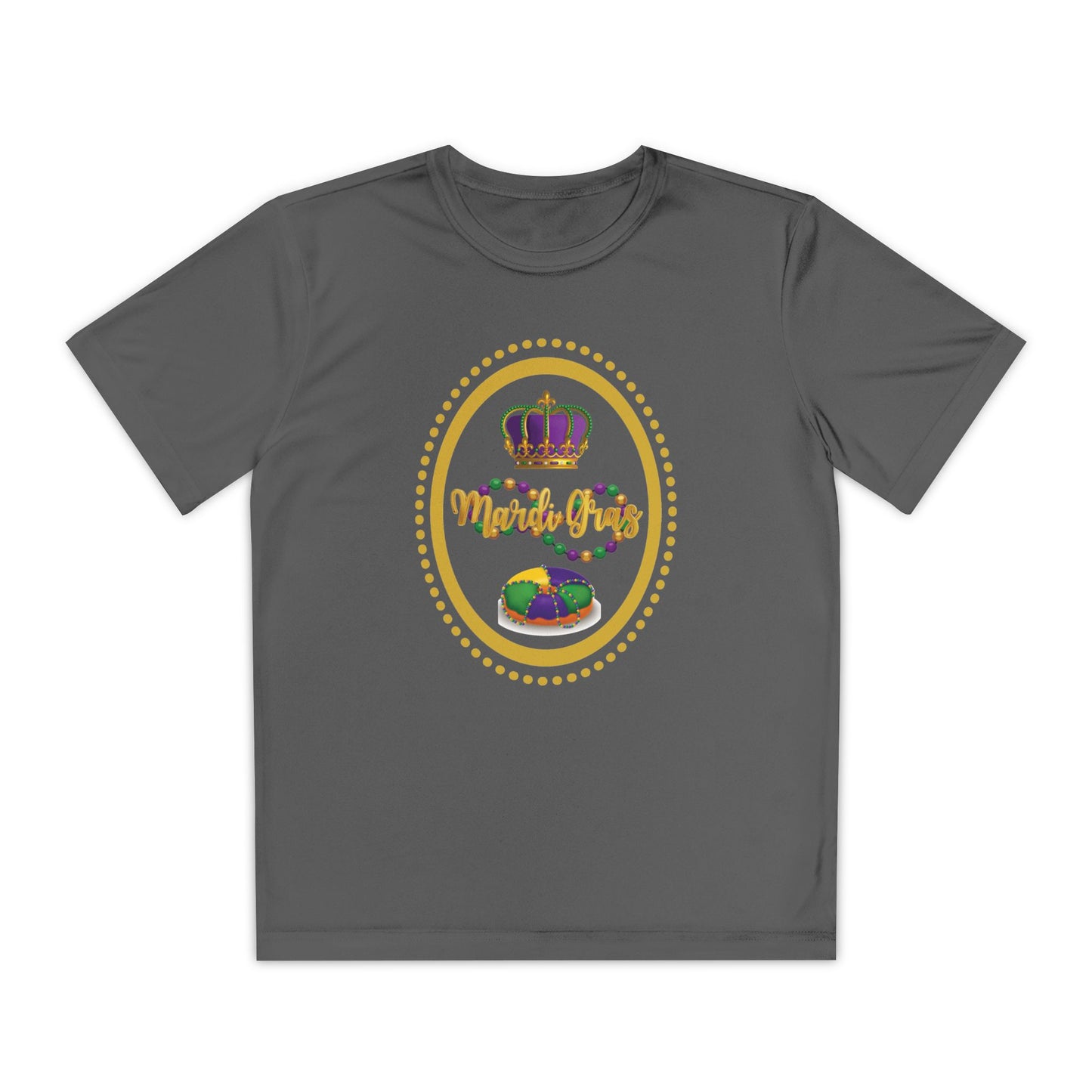"Mardi Gras King Cake" Youth Tee — Vibrant Parade & Party Shirt!